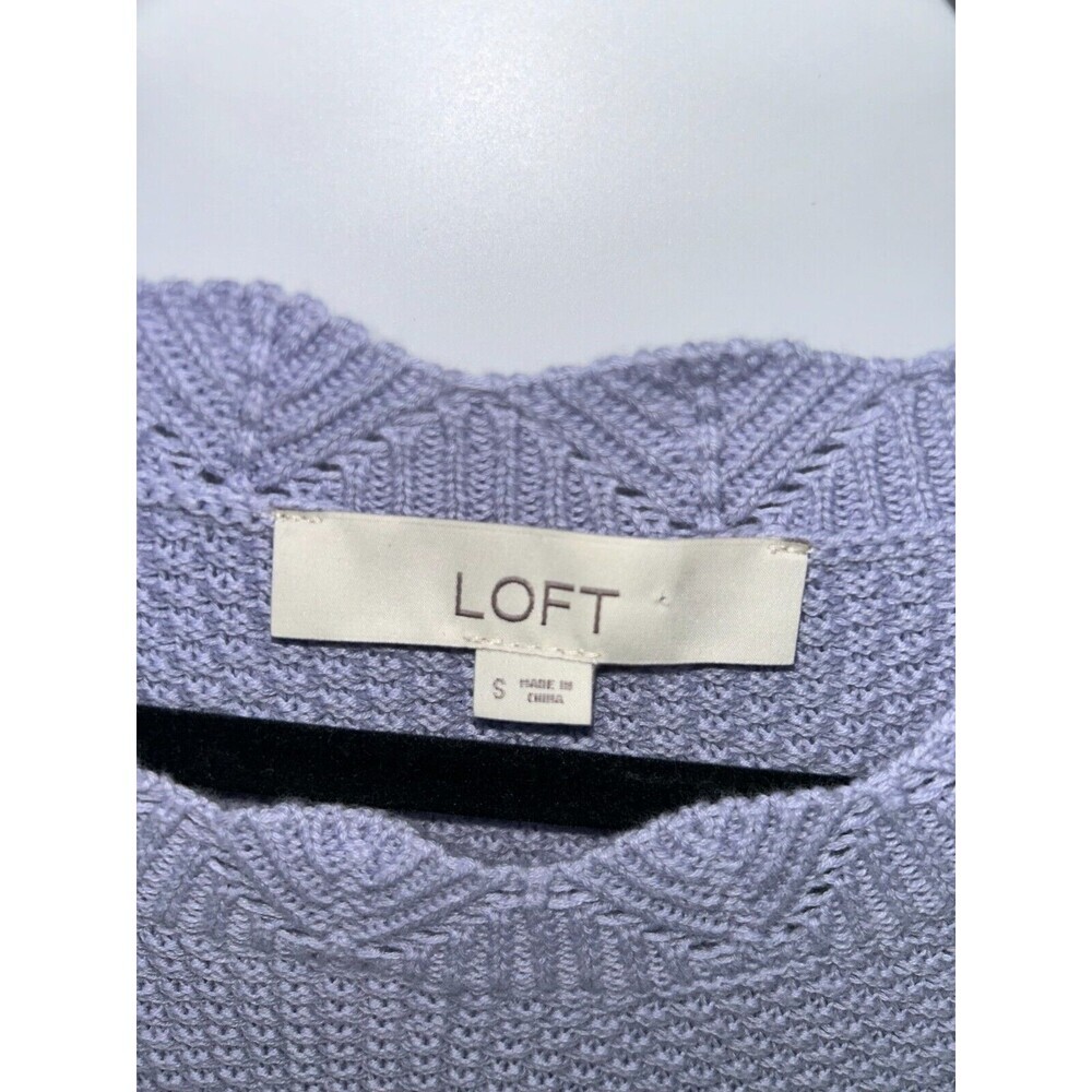 Women's Loft  Scalloped Bobble Sleeve Oversized Pullover Sweater Size S - Picture 5 of 7